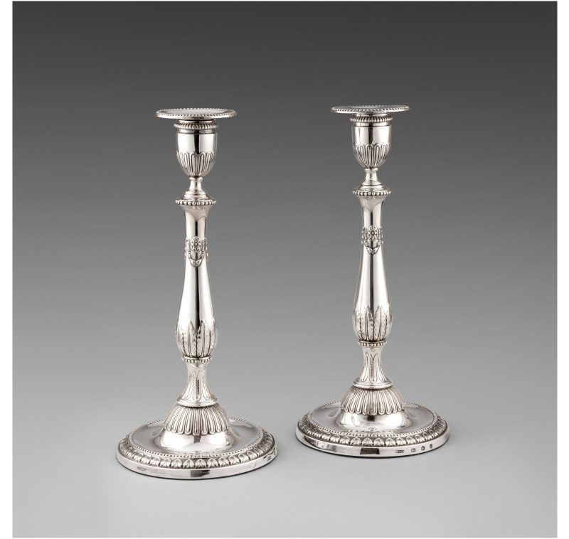 Pair of Antique Silver George III Candlesticks 1778