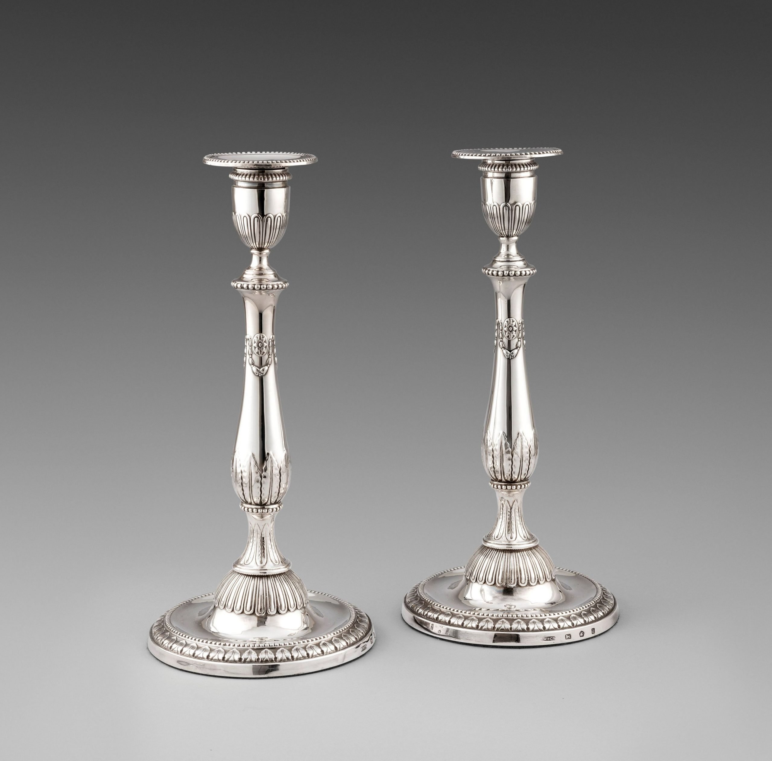 Pair of Antique Silver George III Candlesticks 1778 1