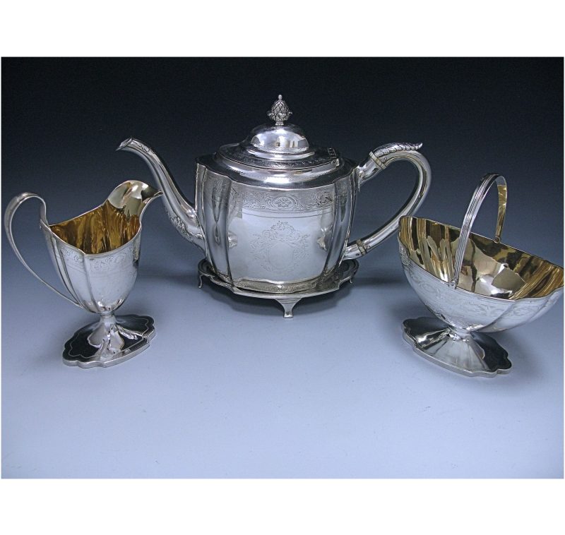 Antique Silver George III Three-Piece Tea Set made in 1796-98