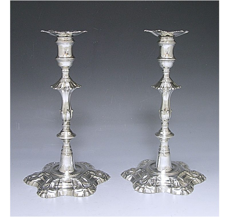 Pair of Georgian Cast Candlesticks