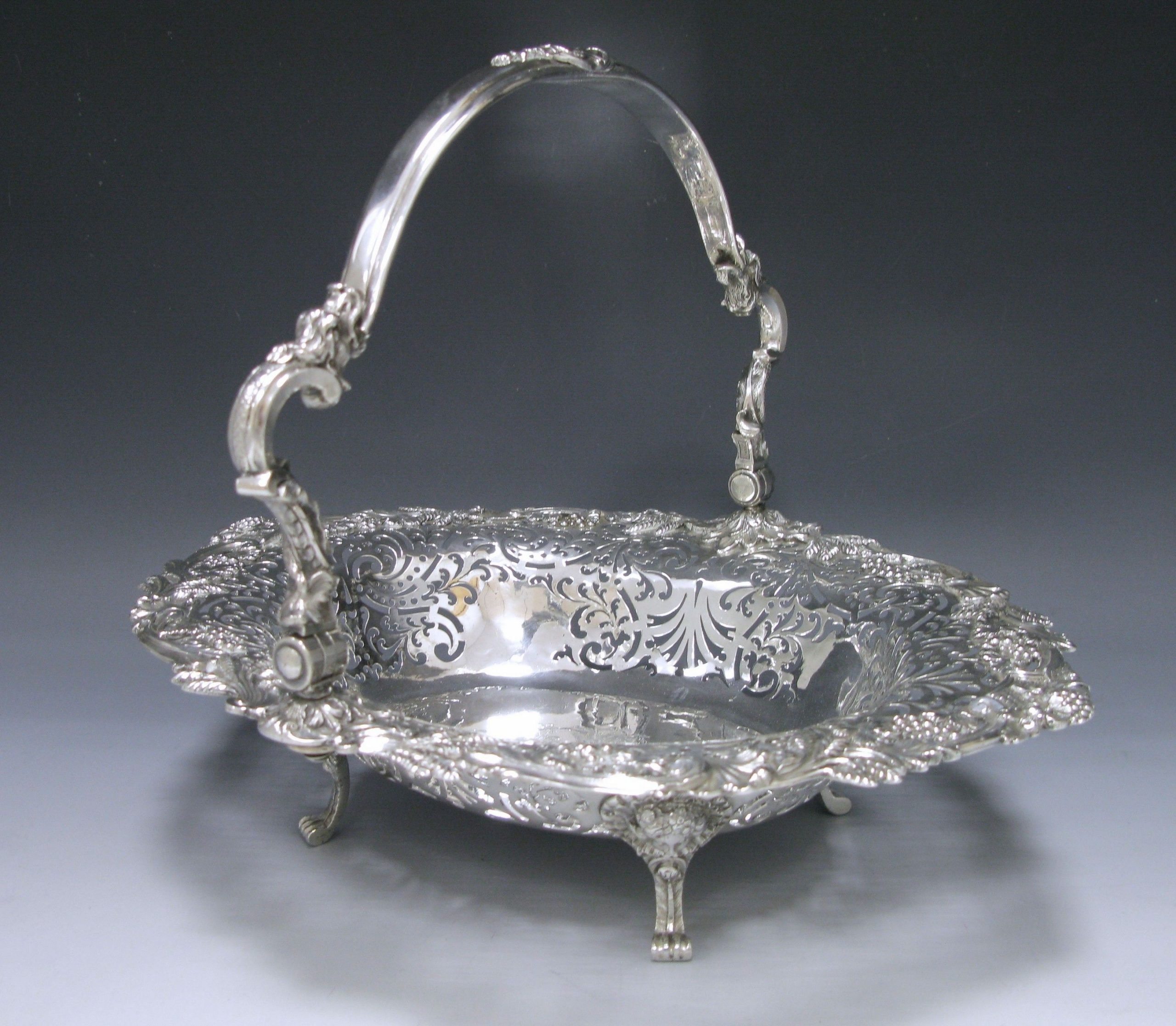 A George II Antique Silver Swing –Handled Basket 1