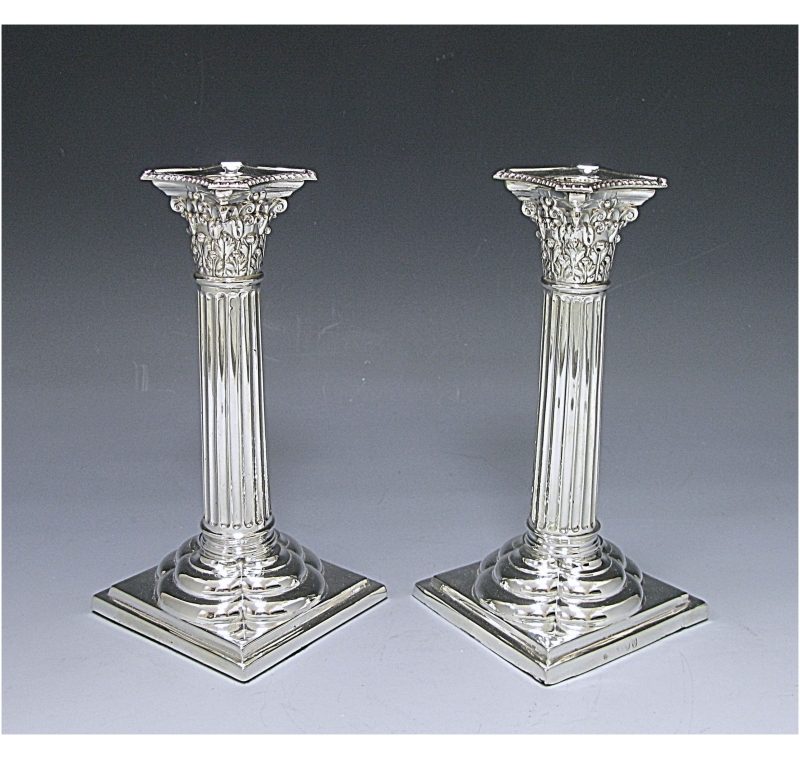 Pair of Victorian Antique Silver Candlesticks made in 1892