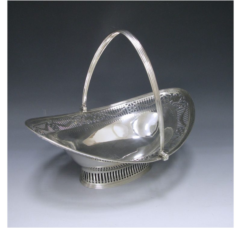 A George III Antique Silver Swing – Handled Basket.