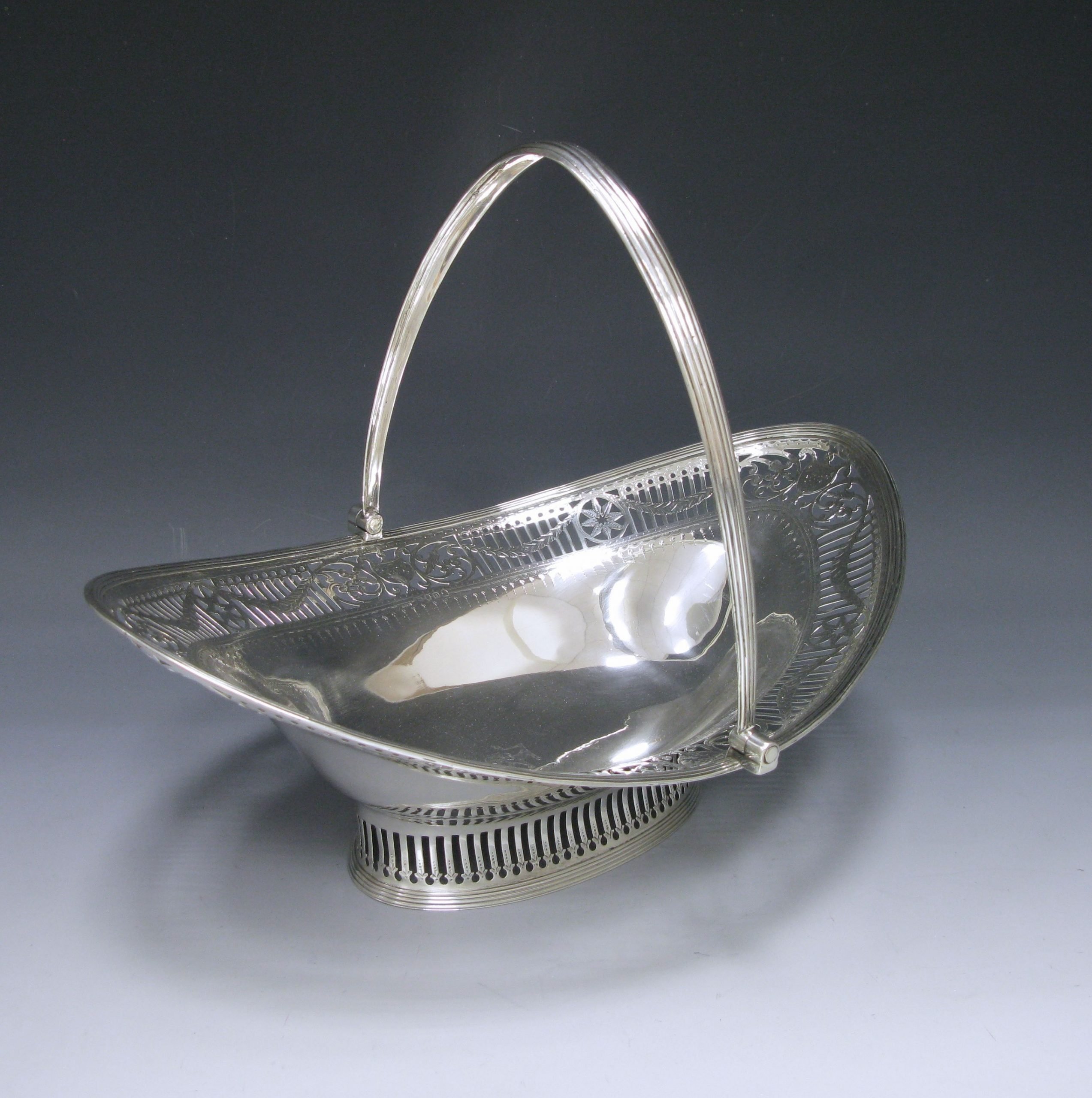 A George III Antique Silver Swing – Handled Basket