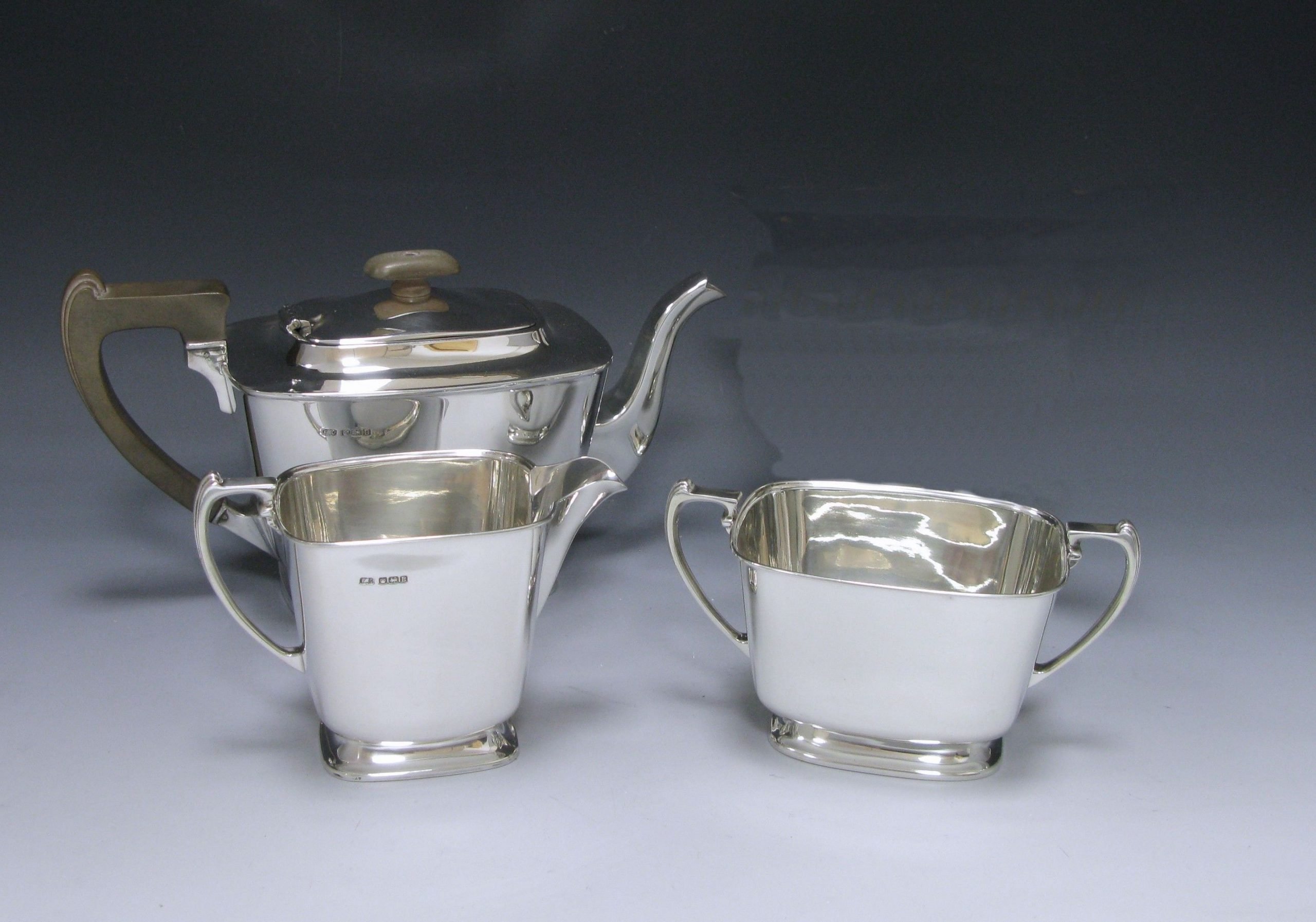 A Sterling Silver Three piece Tea Service 1