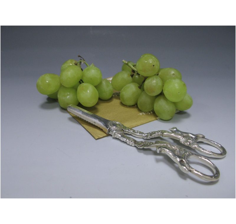 A Pair of Sterling Silver Grape Scissors / Shears