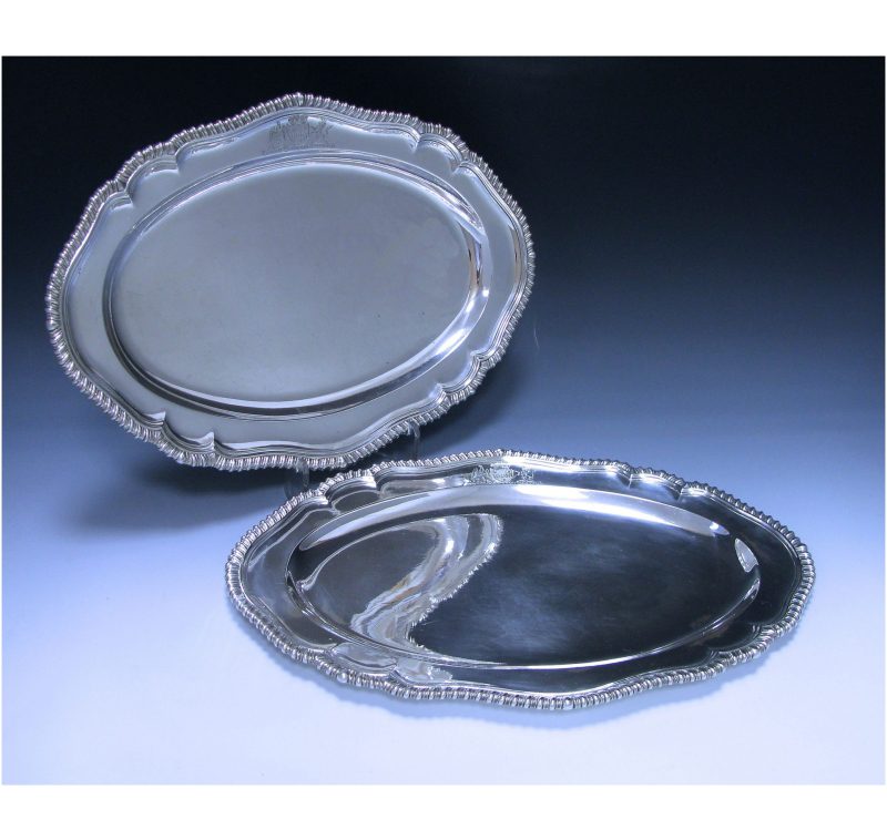 Pair of Georgian Antique Silver Meat Dishes made in 1752-61