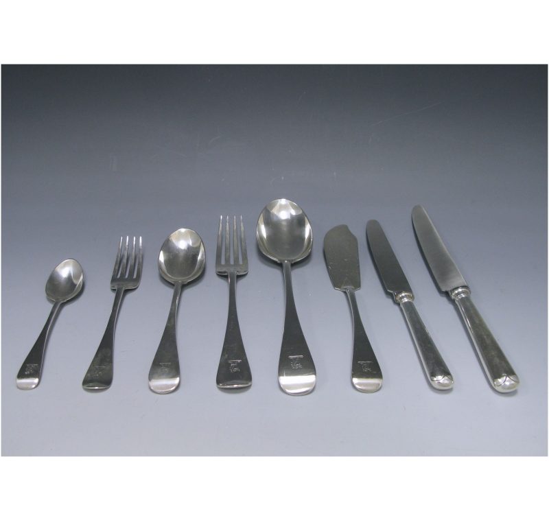 Antique Silver Old English Pattern Cutlery / Flatware Service made in 1879-80