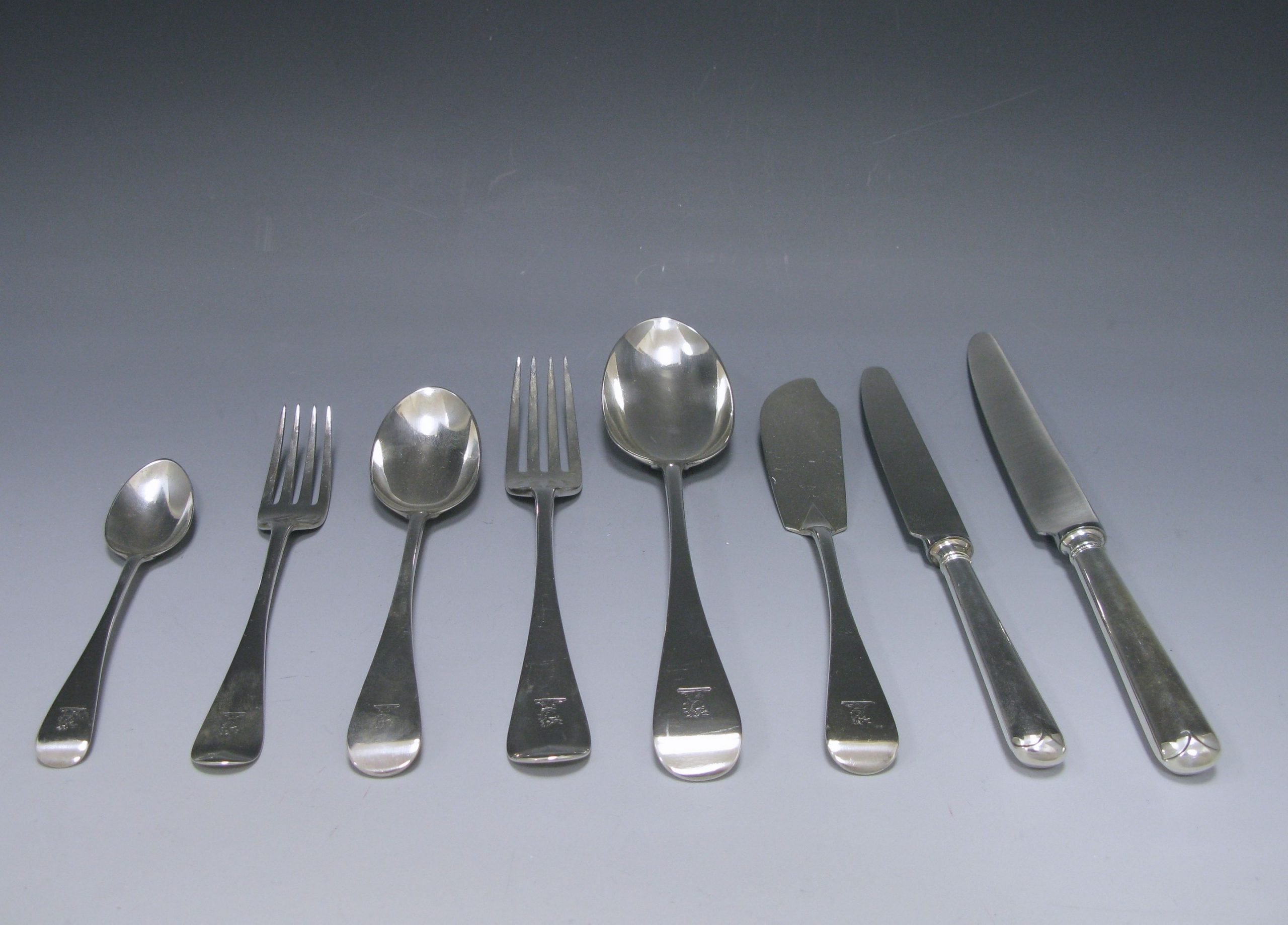 Antique Silver Old English? pattern Flatware Service   1
