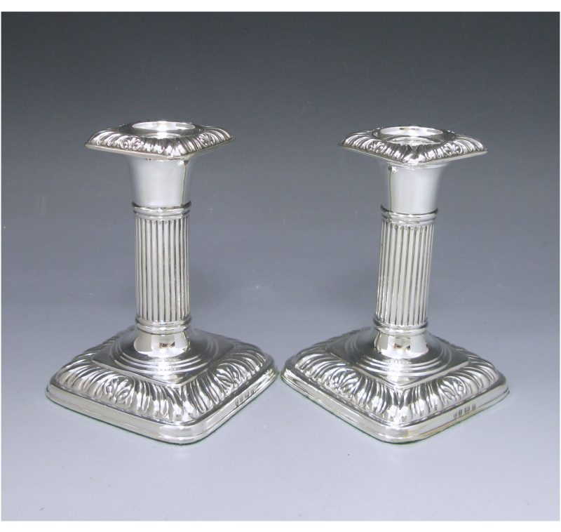 Pair of Edwardian Antique Silver Candlesticks made in 1903