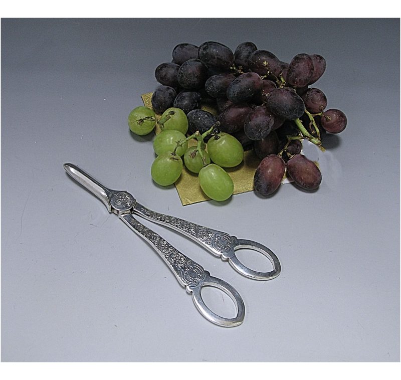 Pair of Victorian Antique Silver Grape Scissors/Shears made in 1896