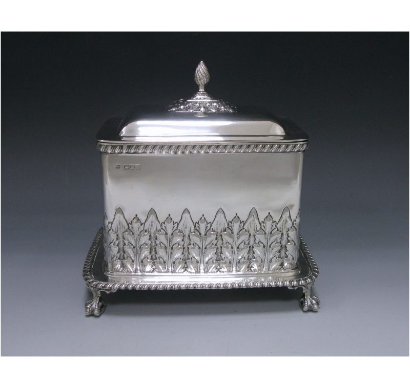 Antique Silver Victorian Biscuit Box made in 1899