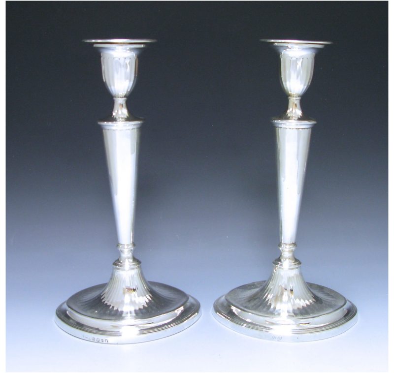 Pair of George III Antique Silver Candlesticks made in 1791