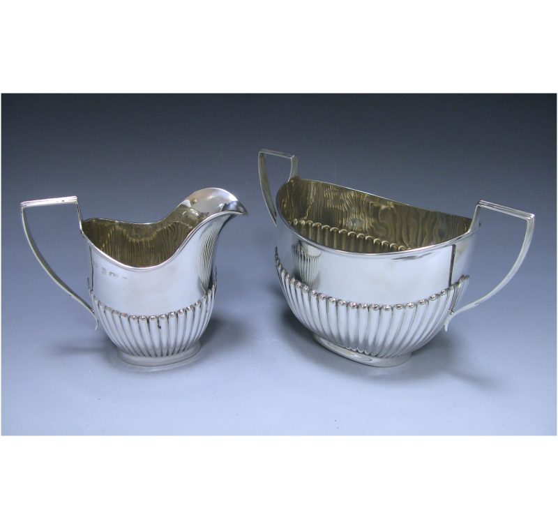 Antique Silver Sugar Bowl and Cream Jug