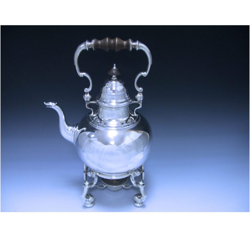 Antique Queen Anne Britannia  Silver Tea Kettle on Stand