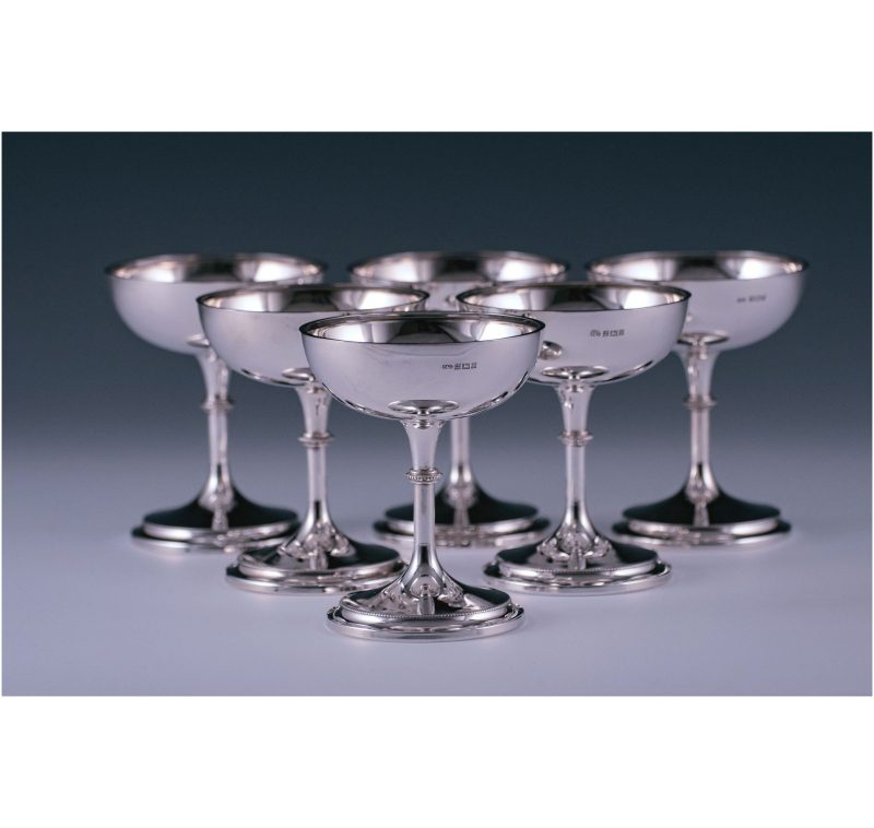 Six Sterling Silver Champagne Coupes/Bowls made in 1966