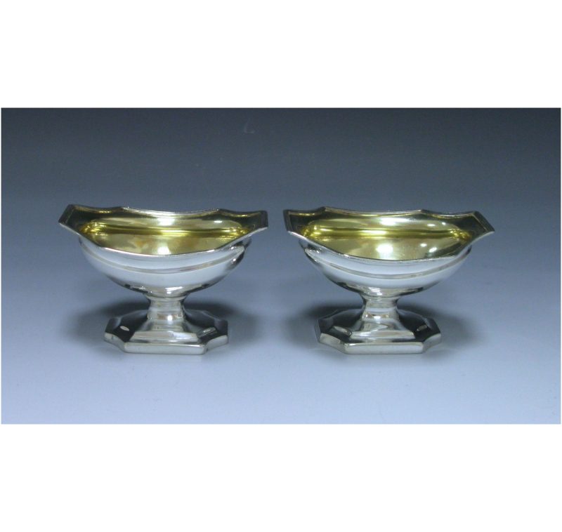 Pair of George III Antique Sterling Silver Salts