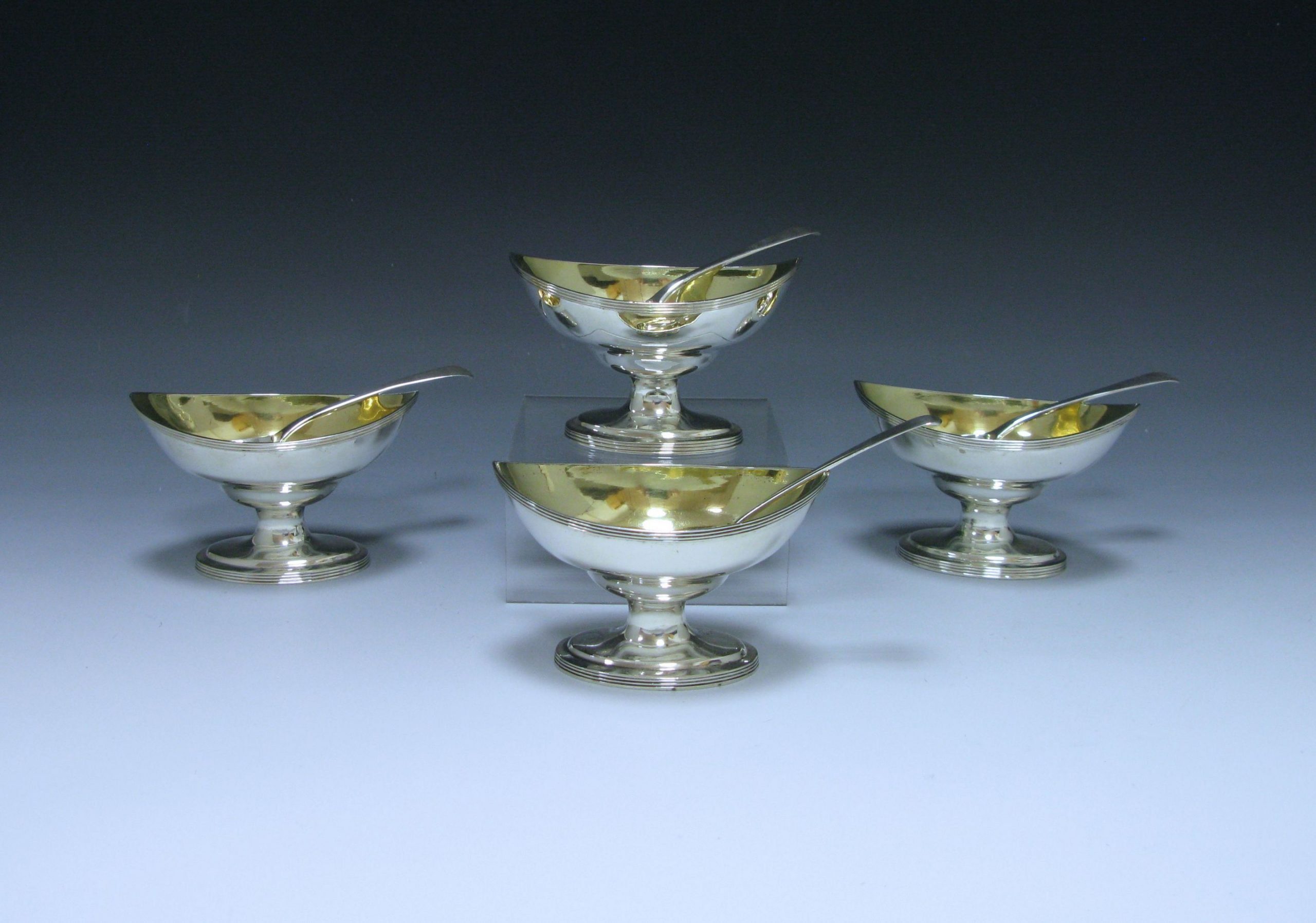 Set of Four George III Antique Sterling Silver Salts  1
