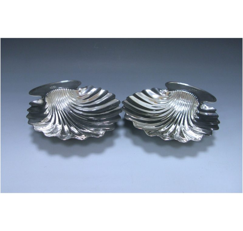 Pair of George III Antique Silver Butter Shells made in 1794