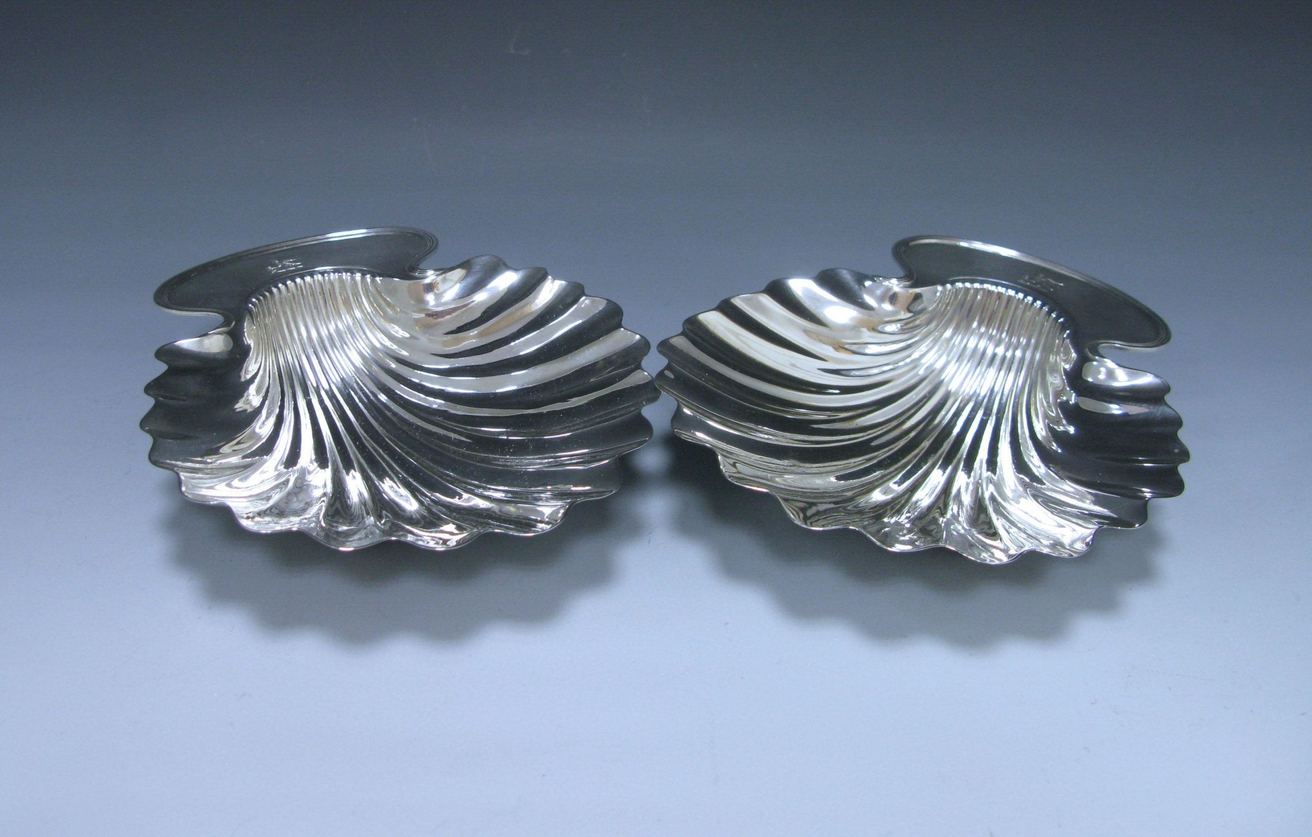Pair of Antique George III Sterling Silver Butter Shells  1