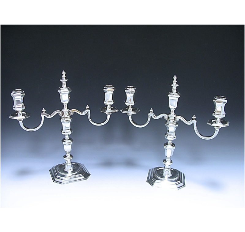 Pair Antique Sterling Silver Candelabra