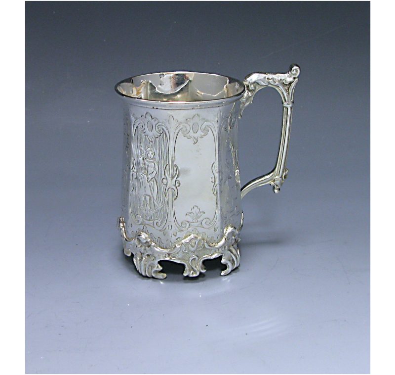 Antique Silver Victorian Christening Mug made in 1855