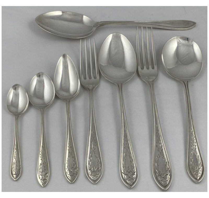 Hallmarked Silver Engraved Sandringham Cutlery / Flatware Service made in 1959-63