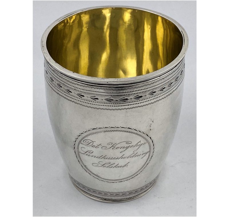 Antique Silver Danish Agricultural Prize Beaker made in 1816