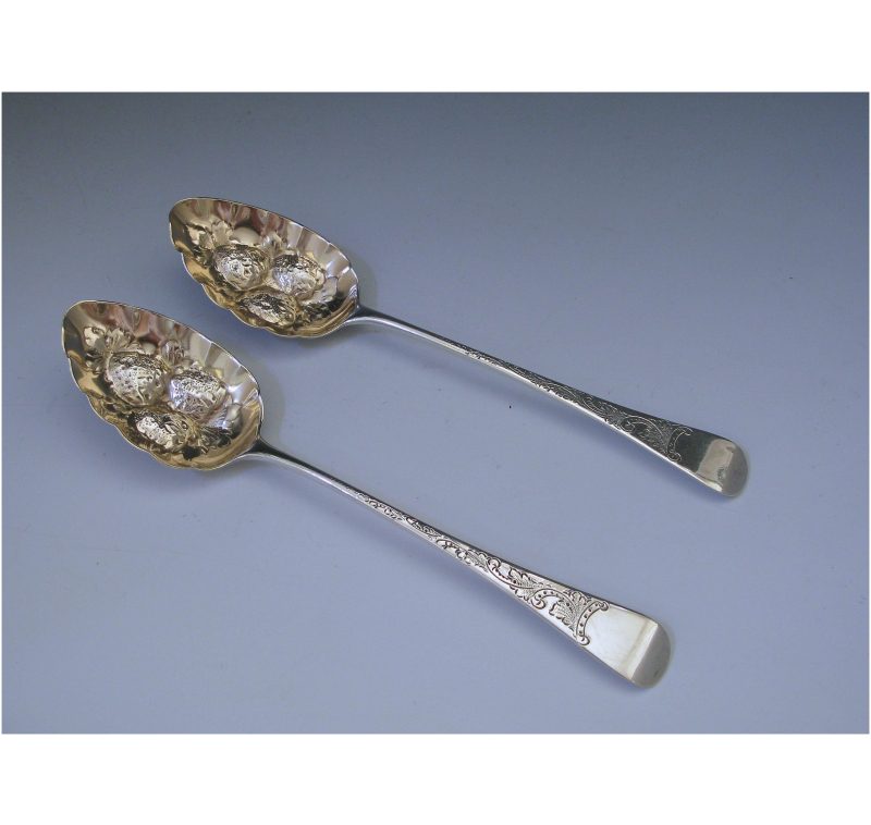 Pair of George III Antique Silver Berry Spoons made in 1807