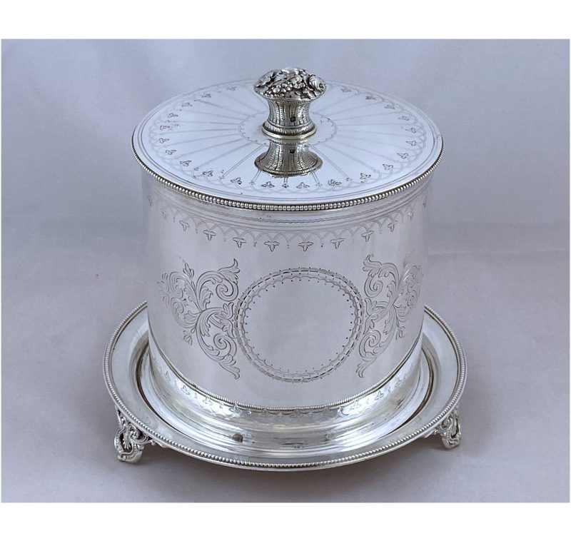 Antique Silver Victorian Biscuit Box made in 1890