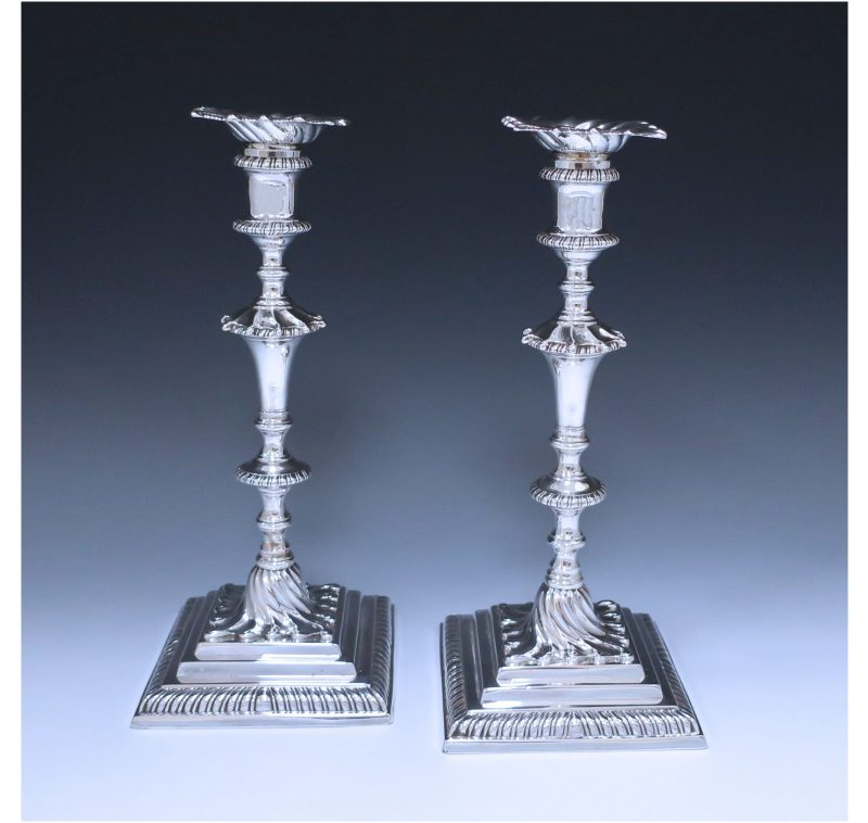 Pair of George III Antique Silver Candlesticks made in 1763