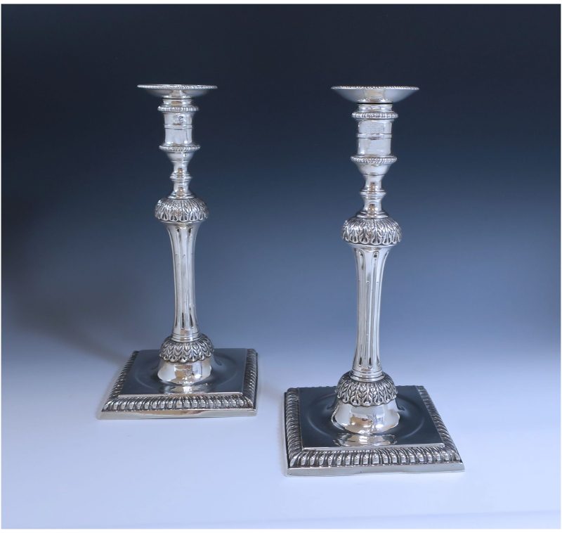 Pair of George III Antique Silver Candlesticks made in 1774