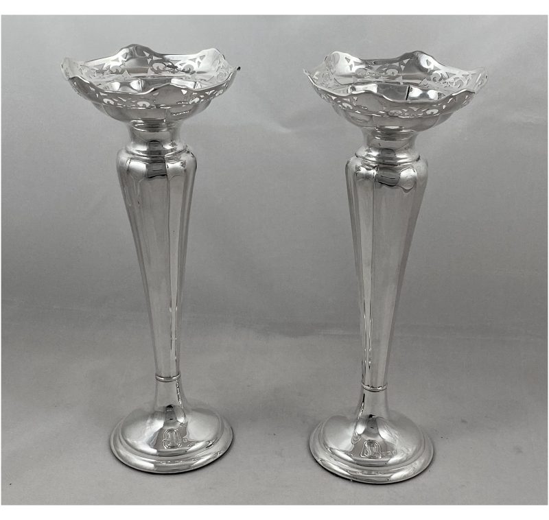 Pair of George V Antique Silver Vases made in 1924