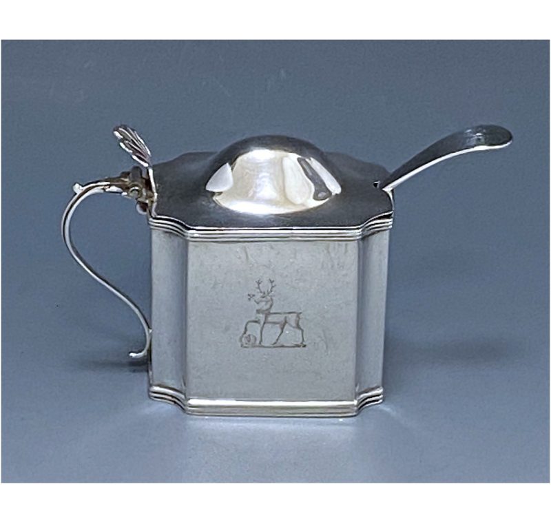 Antique Silver George III Mustard Pot & Spoon made in 1800-01