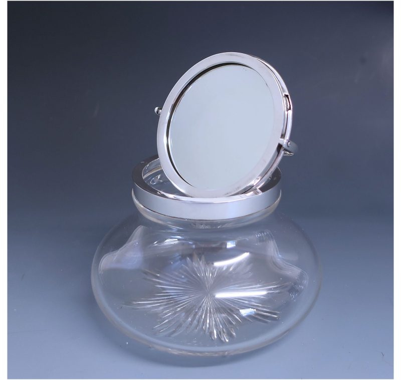 Antique Silver Edward VII Rare Jar with Mirror made in 1908