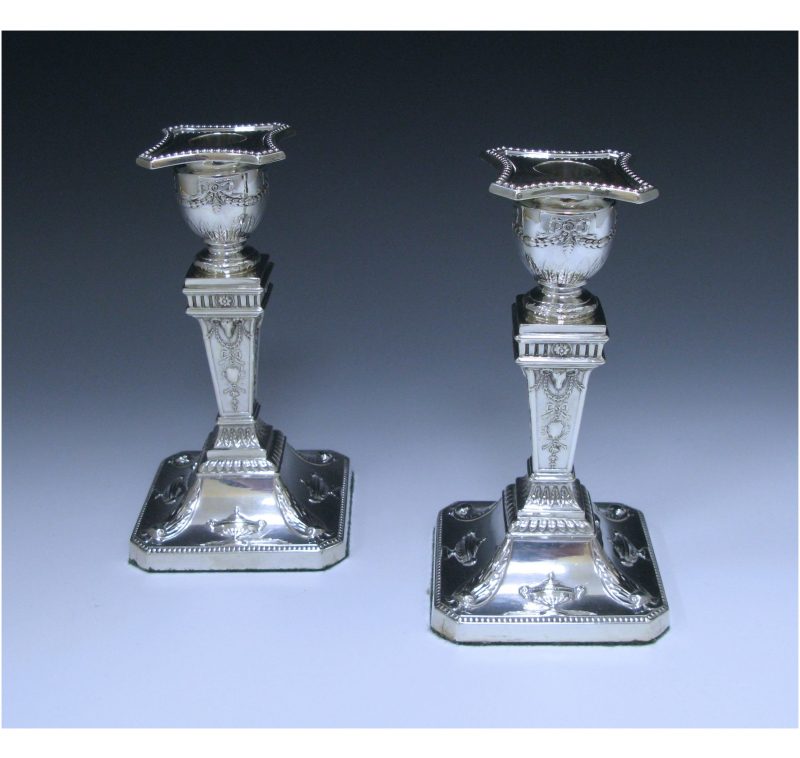 Pair of Edward VII Antique Silver Candlesticks made in 1905