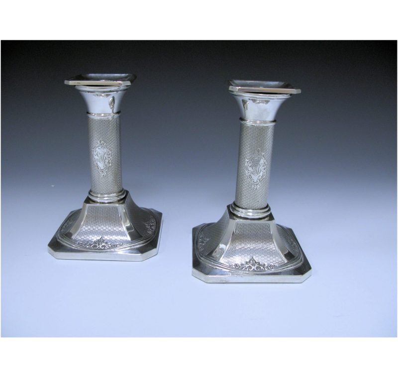 Pair of George V Antique Silver Candlesticks made in 1912-14