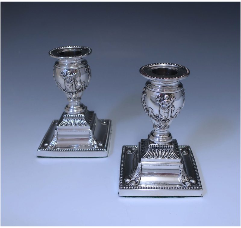 Pair of Victorian Antique Silver Candlesticks made in 1893