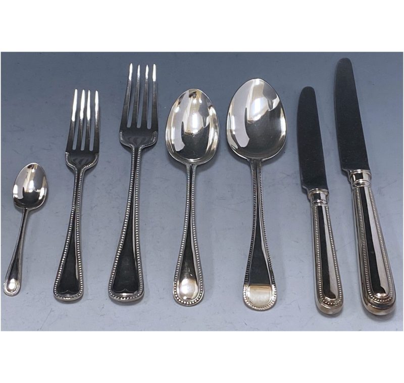 Antique Silver Bead Pattern Cutlery / Flatware Service made in 1902-04