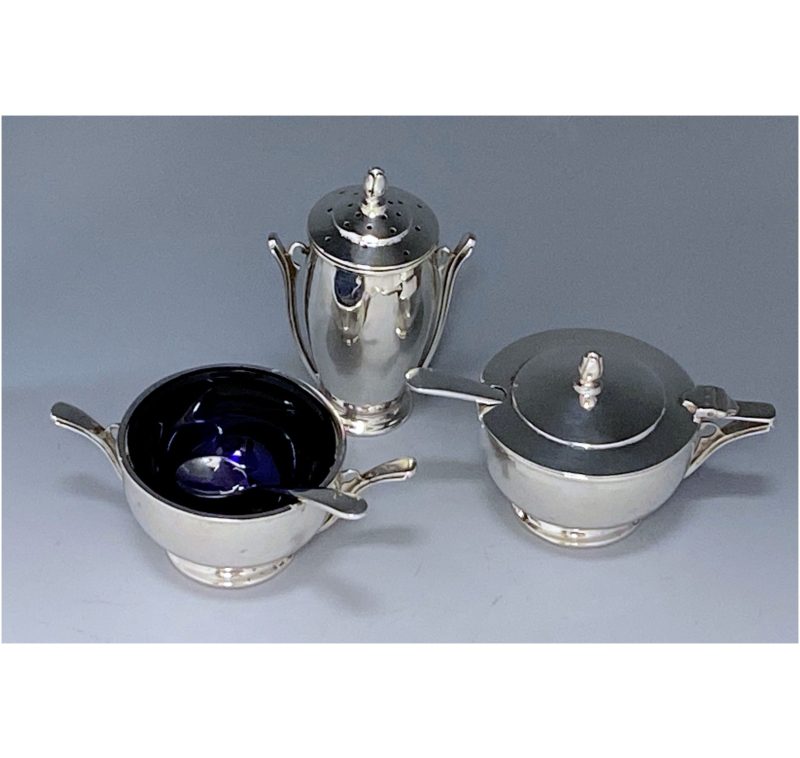 Antique Silver Art Deco Condiment Set made in 1935