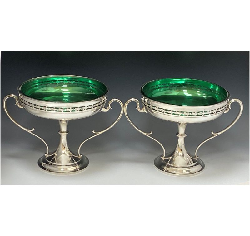 Pair of George V Antique Silver Art Nouveau Dishes made in 1910-11