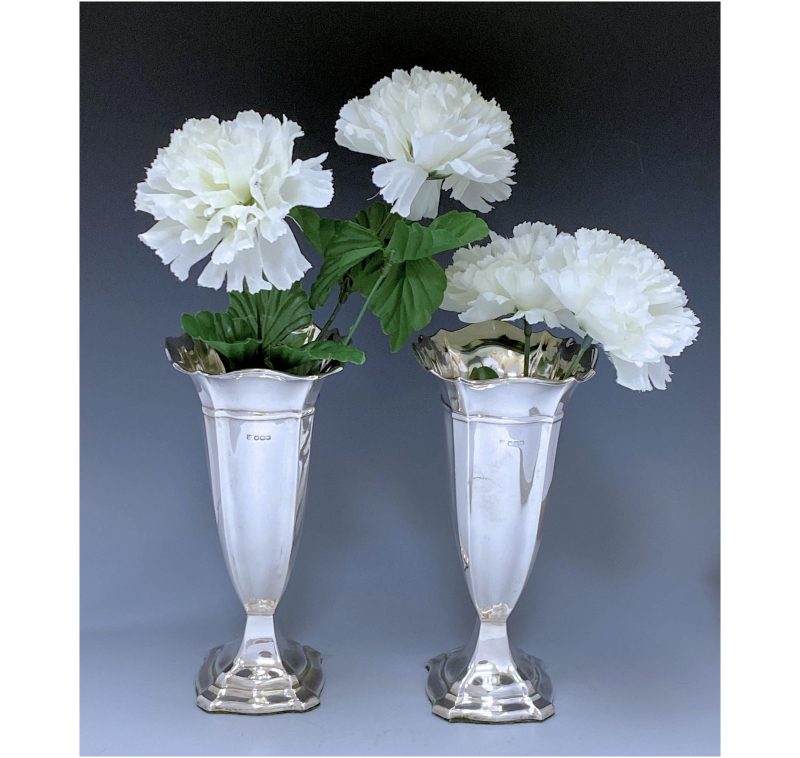 Pair of George V Antique Silver Vases made in 1922