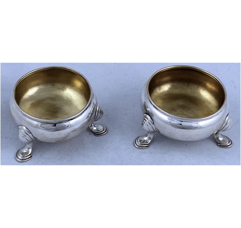 Pair of George II Antique Silver Salt Cellars made in 1742