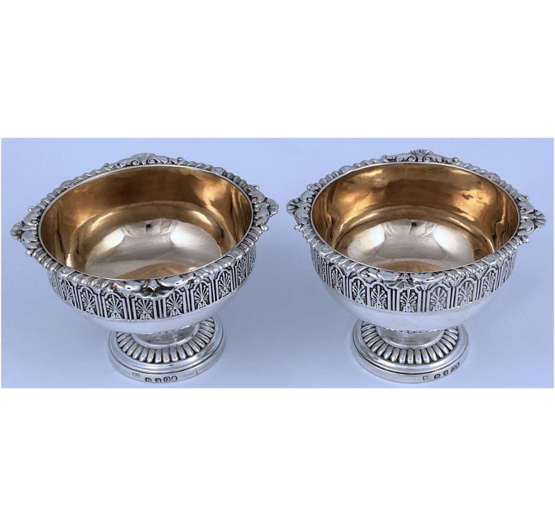 Pair of George III Antique Silver Salt Cellars made in 1809