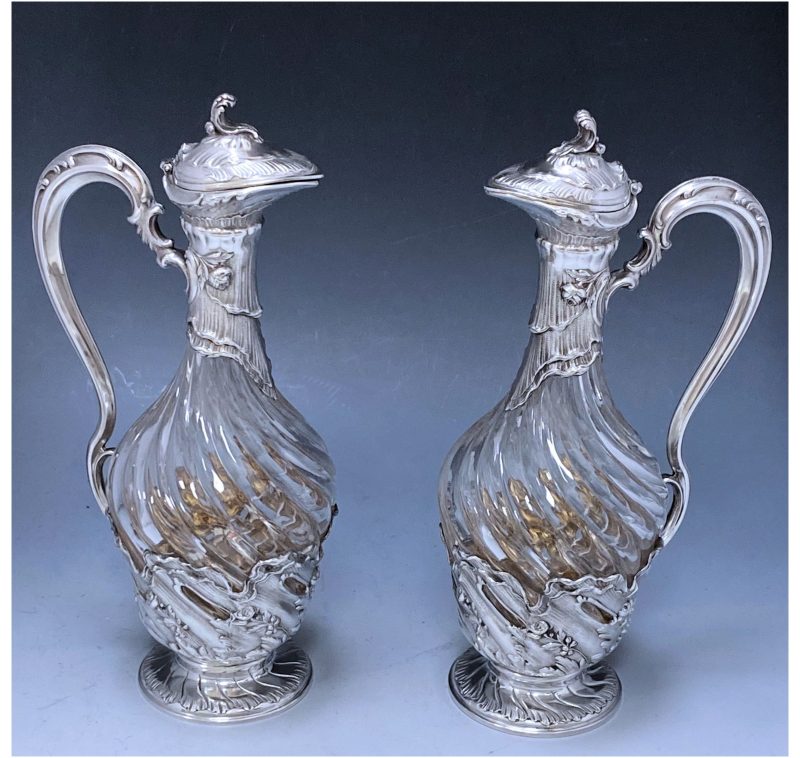 Pair of Victorian Antique Silver Jugs made in c.1885