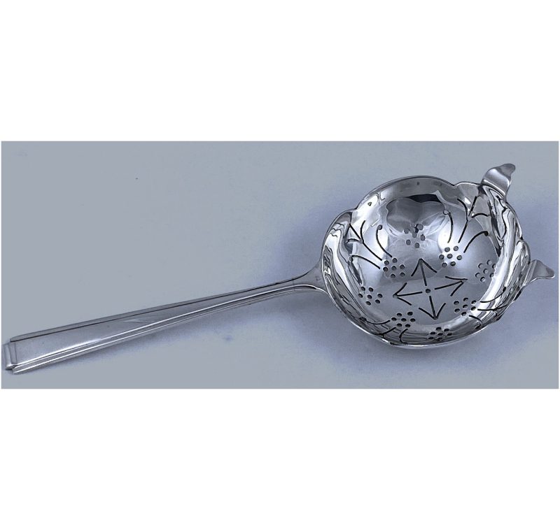 Antique Silver Hallmarked Art Deco Tea Strainer made in 1948