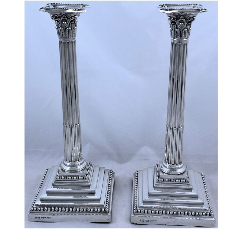 Pair of Victorian Antique Silver Candlesticks made in 1889