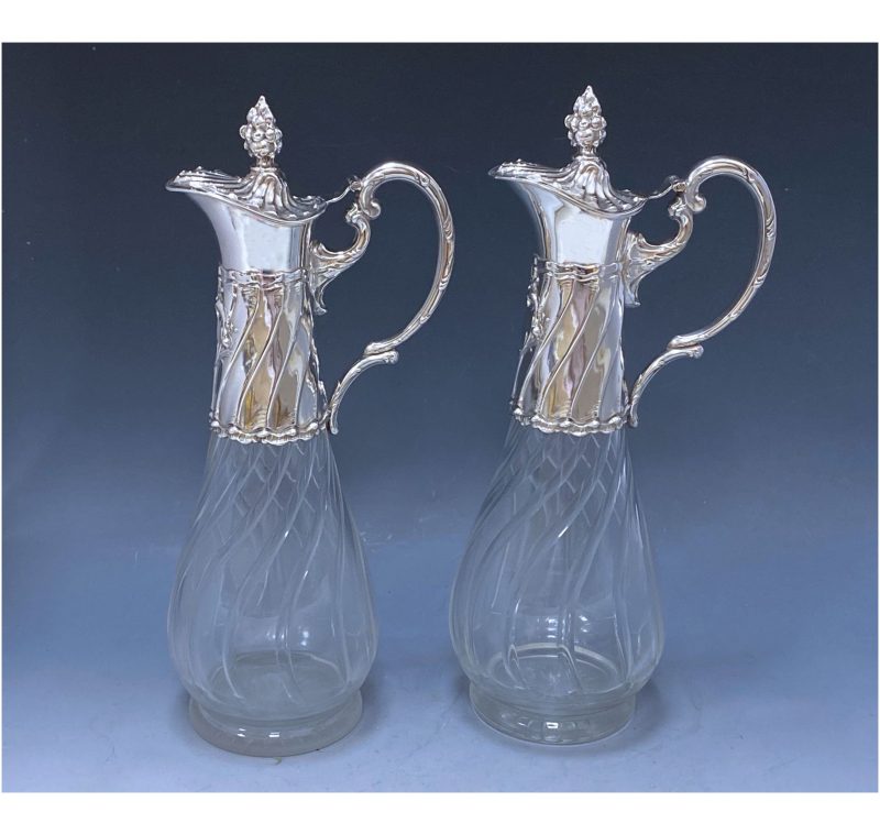 Pair of German Antique Silver Claret Jugs made in c.1890