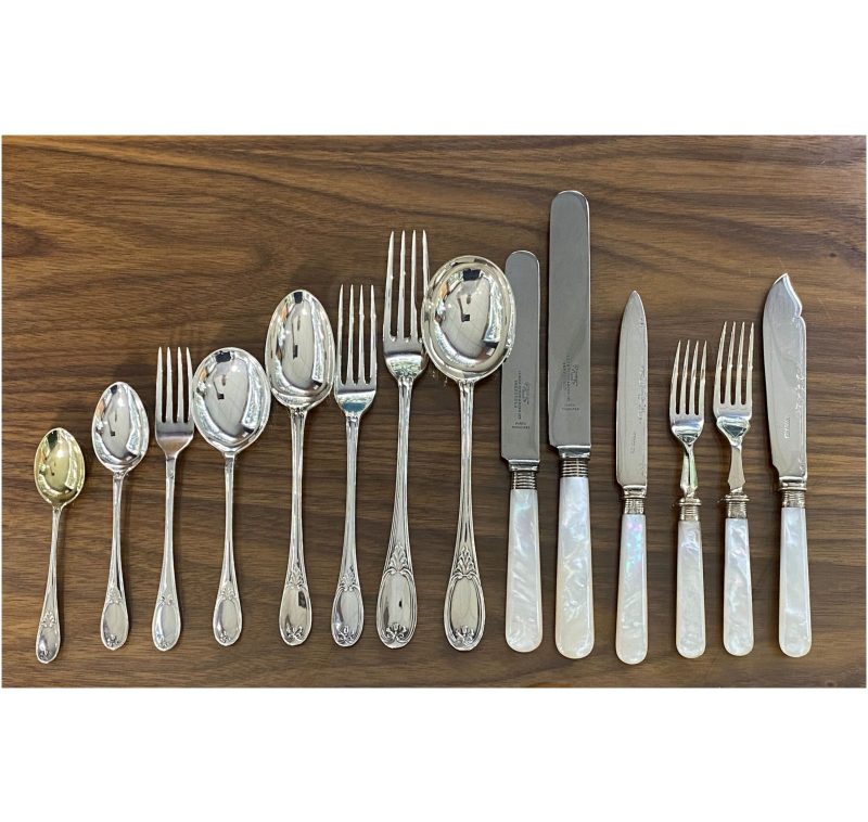 Antique Silver George V Chippendale Pattern Cutlery / Flatware Service made in 1936