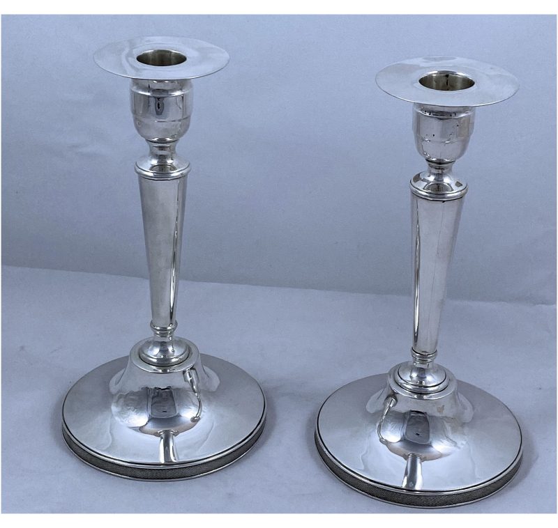 Pair of Spanish Antique Silver Candlesticks made in 1805-06